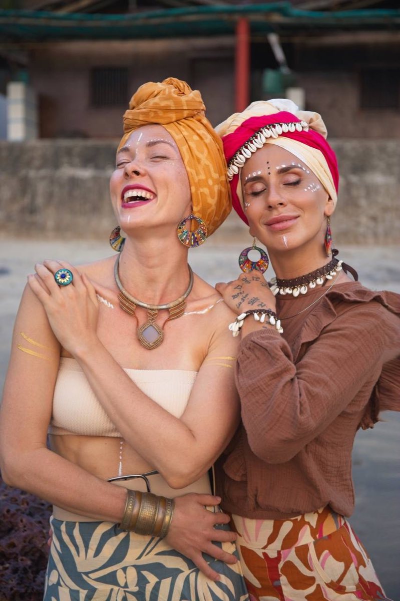 Svetlana and Veronika in tribal styling, Goa
